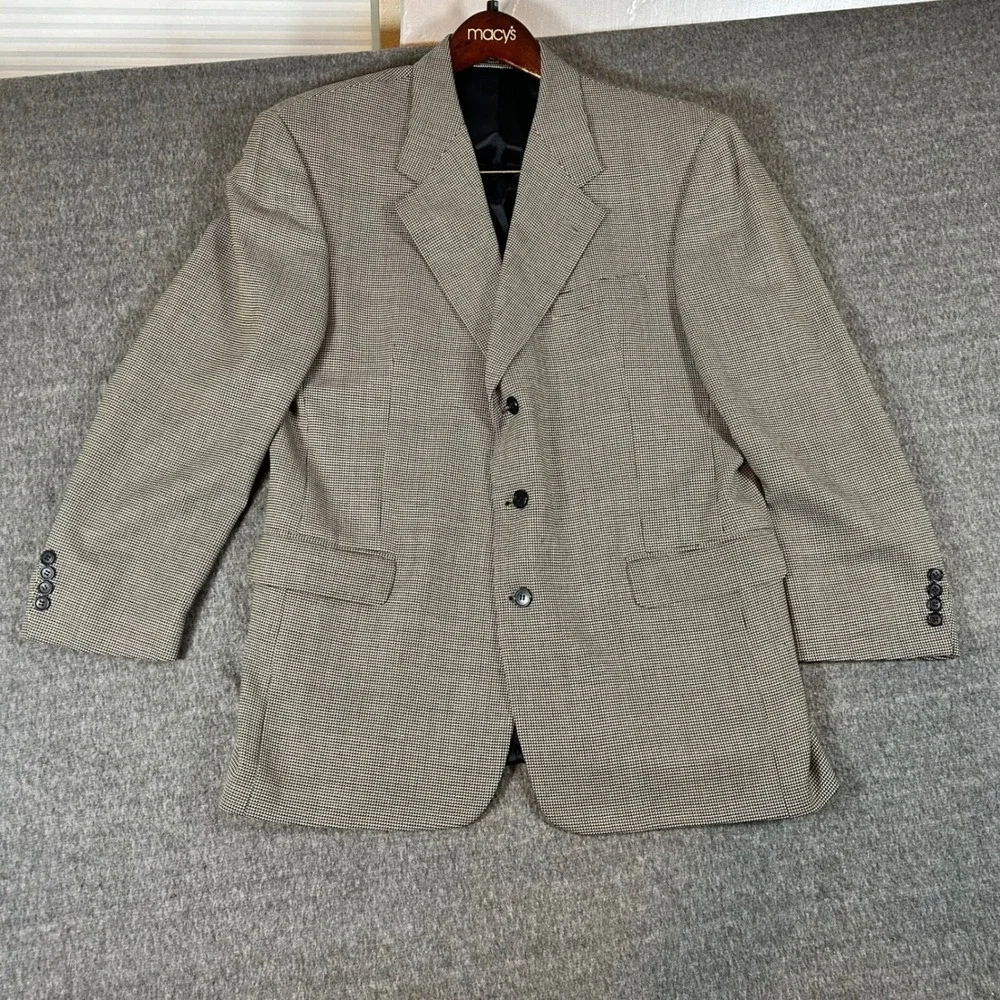 Gianfranco‎ Ruffini Houndstooth Wool Blazer Sport Coat Classic Fit Mens 44R